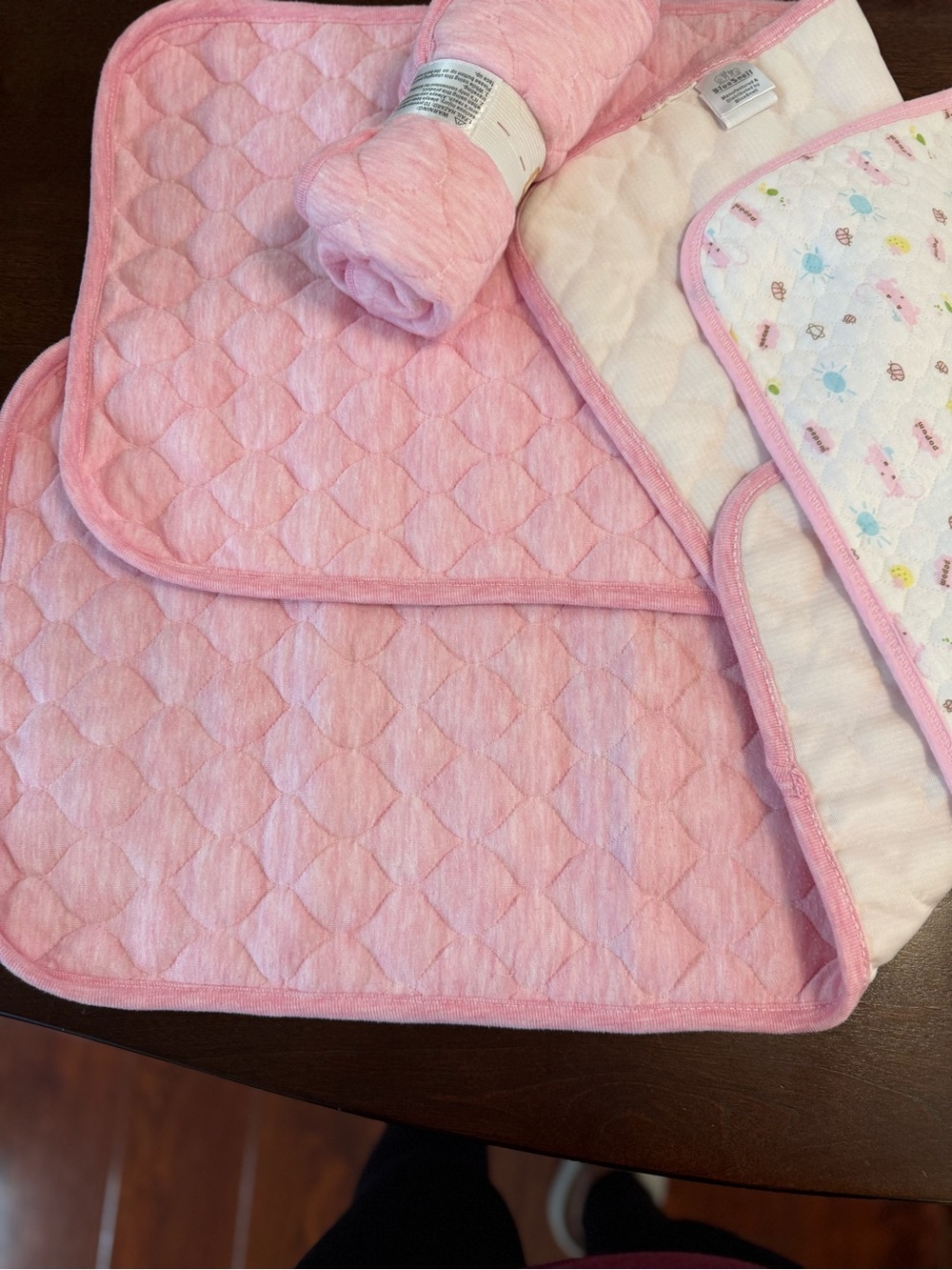 Pink Quilted Baby Changing Pads - Soft Reusable Bedding